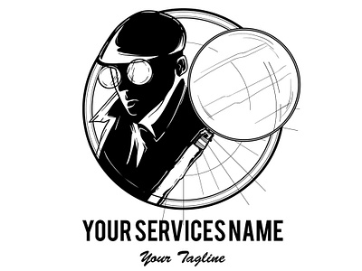 Detective Service Logo Template business detective hand draw hand drawn illustration logo magnifying glass pre made retro search services template unique vector