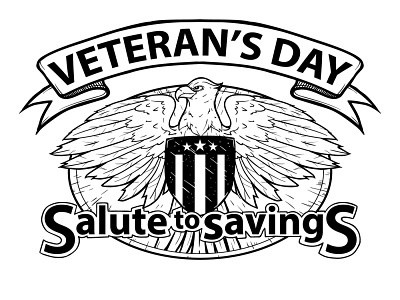 Veteran's Day Salute To Savings business hand draw hand drawn illustration logo pre made retro salute savings template unique vector veteran veteransday