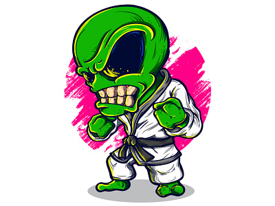 Alien Karate alien angry artwork cartoon character design detail fantasy forsale illustration karate martial arts sport unique vector