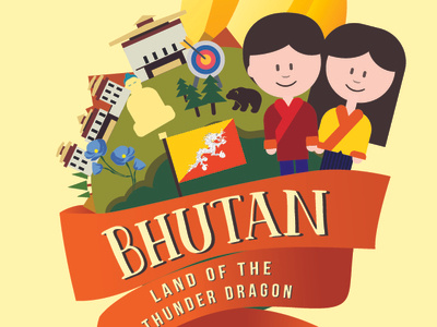 Bhutan Luggage Tag design flat illustration vector