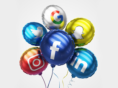 Social Media Balloons 3d ballon business facebook google instagram internet media metal money snapchat twitter