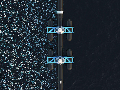 Ocean cleanup system. 3d rendering