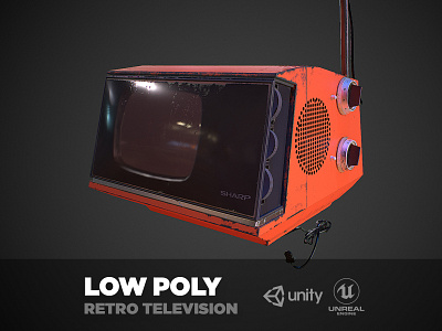 Retro Television Low-poly 3D model 3d 3dsmax animation antenna art behance button design display game game art game asset old photoshop retro telecommunication television unity unreal