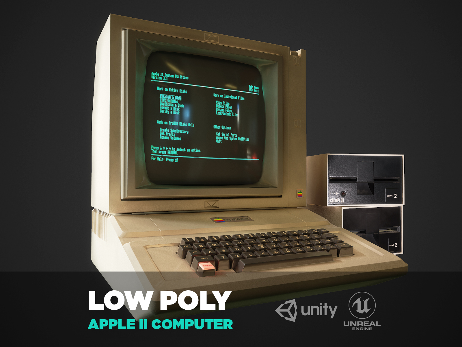 Ll computers. Apple компьютер 3ds. Ретро компьютеры 3d модель. Model k компьютер. Old Computer 3d.