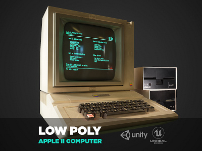 Apple II retro computer low-poly 3d 3dsmax apple apple design apple devices art behance design game animation game art game asset model pixel retro steve jobs