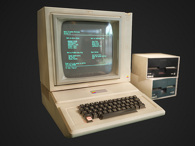 Apple II computer low-poly