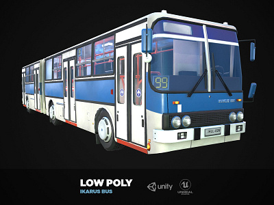Low Poly Ikarus Bus 3d 3dsmax animation bus bus stop design door game ikarus low poly people photoshop road travel unity unrealengine wheel window