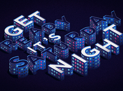 Buildiq Sans Pro night scene 3d blue branding building city design development huge isometric light logo night nightlife party people type typeface typogaphy vector wall