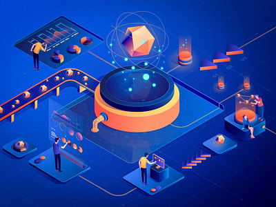 Blue isometric infographic