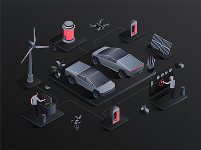 Tesla Cybertruck Electric cars isometric  concept vector.