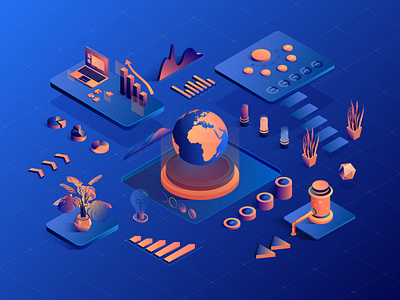 Isometric geometric business infographics