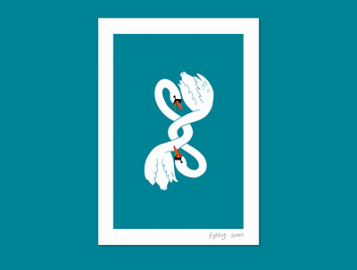 Fighting Swans design illustration swans thunderandicecream