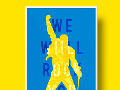 We Will Rock You art design digital digitalart dribbble frame freddie mercury ipadpro poster procreate queen typography yellow