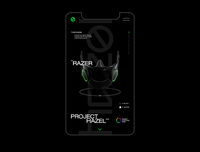 Hazel® by Razer™ app application branding cyberpunk dark dark mode dark ui future futuristic gaming logo mask neon razer site ui ux web website website design