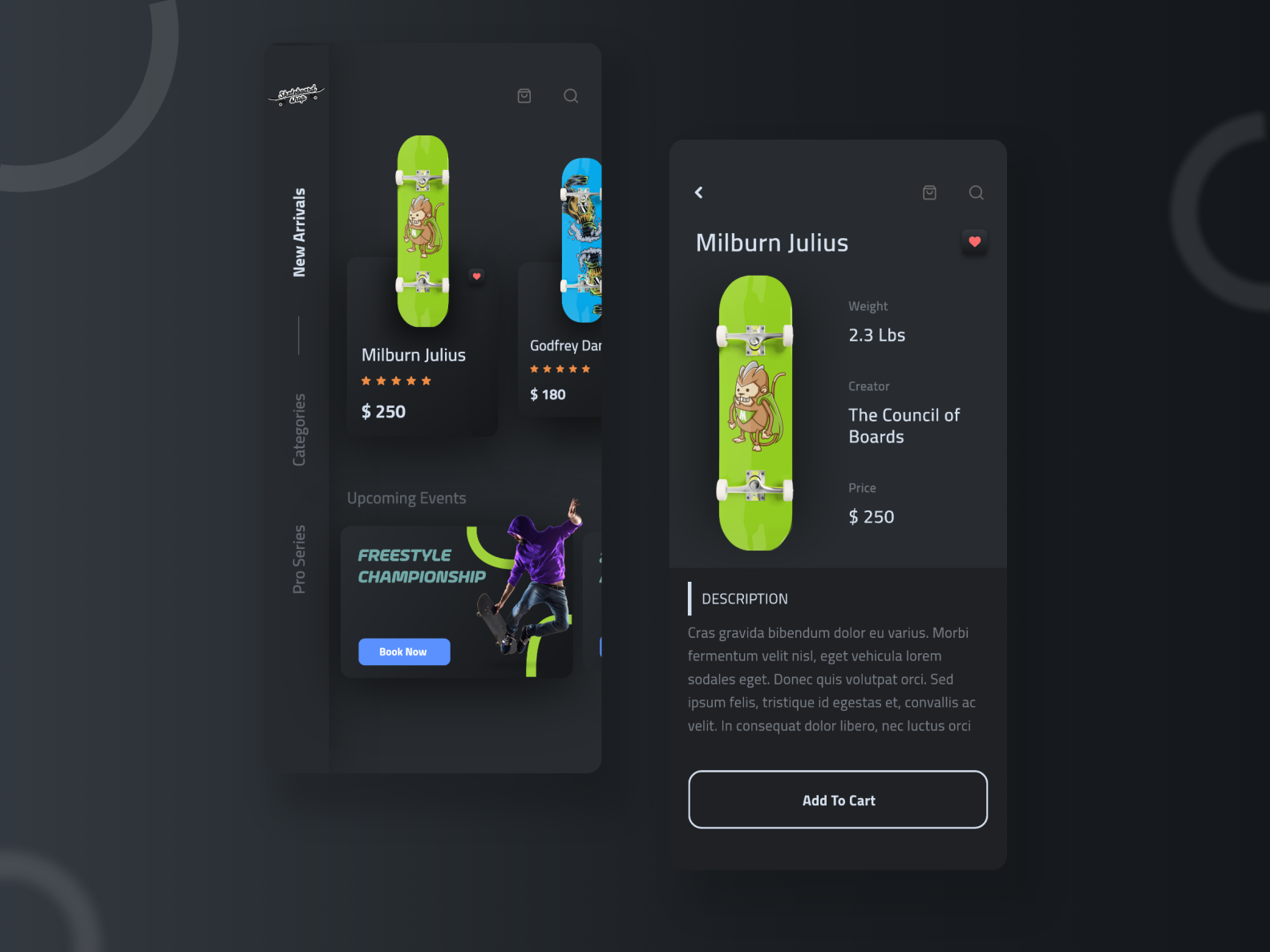 Skateboard Shop (Dark Mode) by Neel Panchal on Dribbble