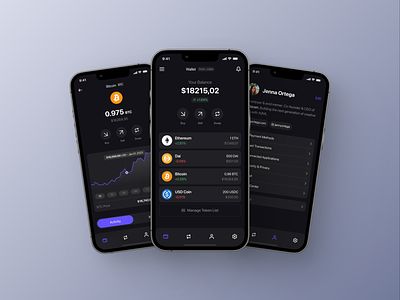 Crypto Wallet App app bitcoin blockchain identity clean ui crypto dashboard interface minimal mobile token ui ux wallet