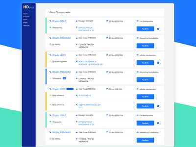 Damage List for Garages design flat flat design hellasdirect list status ui ui design uiux user interface web