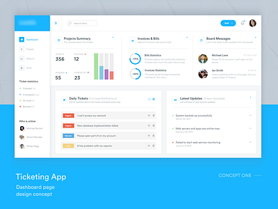 Dashboard for the ticketing system app admin app dash dashboard design experience interface product ticket ui ux