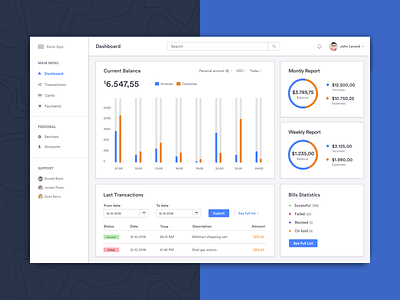 Banking dashboard