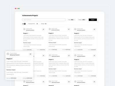 ِAchievements Projects - wireframing