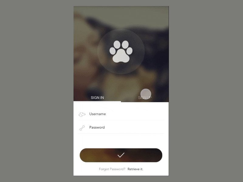 Woof! app application concept design dog dog love flinto interaction pet ui ux