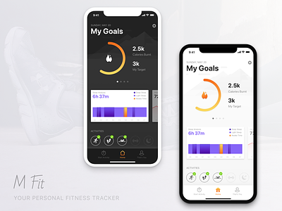 M Fit - A Personal Fitness Tracker app concept fitness health ios mobile trainer
