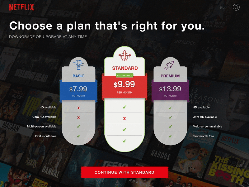 Pricing Page Concept - Netflix
