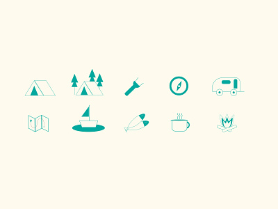 Camping gear store icon set flat design icon design icons ui ui design ui designer
