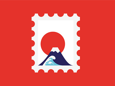 Japan Stamp dribbble best shot dribbbleweeklywarmup flat design graphic design illustration illustration art illustrator japan personal project stamp design vector vector art