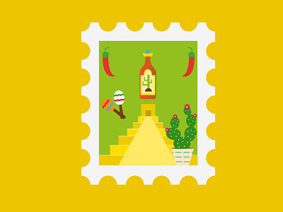 Mexico Stamp dribbble best shot flat design illustration illustration art illustration design illustrator mexico personal project stamp stamp design vector art