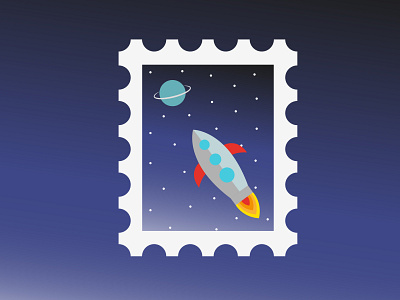 Saturn stamp. childrens illustration dibbbbleweeklywarmup dribbble best shot flat design illustration illustration art illustration design illustrator personal project spaceship vector vector art