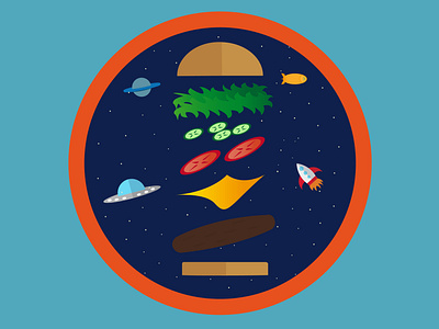 In&out of space. burger dribbble best shot dribbbleweeklywarmup flat design food illustration illustration illustration art illustration design illustrator patch design personal project space vector vector art