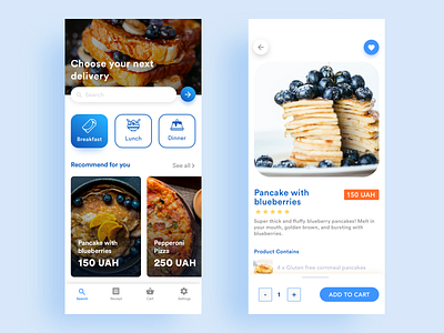 Food Delivery App add cart breakfast checkout dailyui delivery food ios lunch mobile searchbar