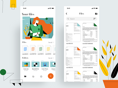 Files & Folders App app dailyui design folders illustration ios mobile new folder search search results ux