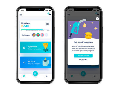 Fuel Rewards App Concept app card design fuel gas station mobile offers profile rewards scan ui