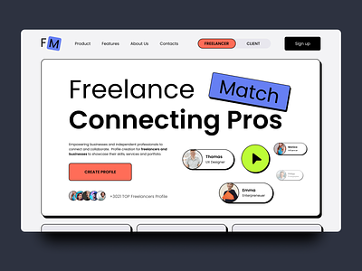 Freelance Match Connecting Pros - Platform for freelancers figma style freelance platform freelancer poppins trending ui upwork web