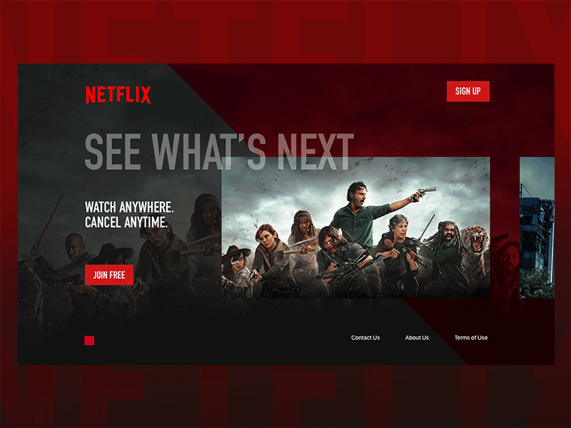 Netflix Redesign Page Uplabs Challenge animation app netflix principle redesign web