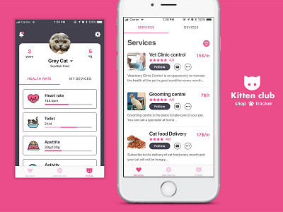 Kitten Club - Shop&Tracker app apps devchallenge icon illustration ios list logo mobile sketch ui ux