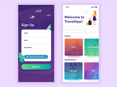 Daily UI Challenge - SignUp #001 apps daily 100 dailyui dailyui 001 ios signup sketch travel ui