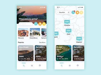 Hot Summer • Search screen app apps design ios map mobile search sketch travel trips travelapp traveling ux vector