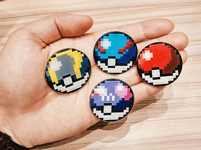 Pokeballs badges pixel pokeballs pokemon sketchapp vector
