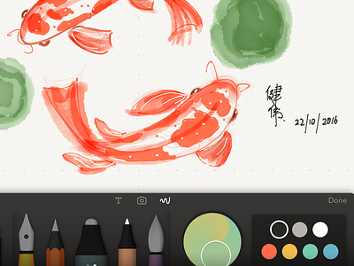 Koi Fish doodle apple pencil digital painting fiftythree ipad koi fish painting paper sketch watercolor
