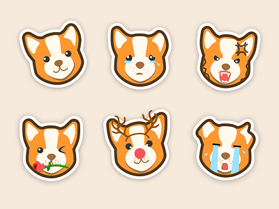 Corgi Sticker Set corgi dog emoji emoticon illustrations stickers