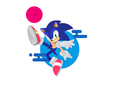 2D illustration, Sonic kicks the ball Dribbble 2d art cartoons design flat flat design illustration illustrator minimal ui