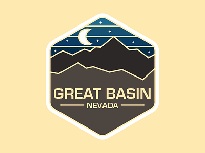 Great Basin, NV badge great basin lines moon mountains nevada stars