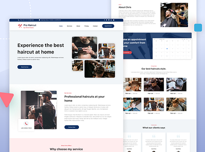 Haircut Professional Website barber design flat hair haircut minimal theme ui ux website