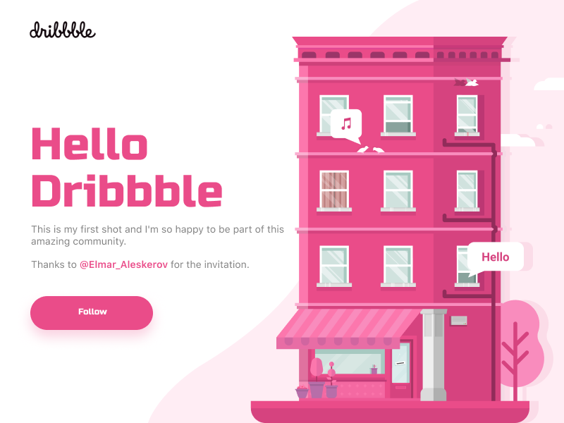 Hello Dribbble illustration debut first shot hello dribbble