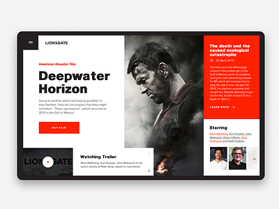 Deepwater Horizont design horizon landing page lionsgate ux web design website
