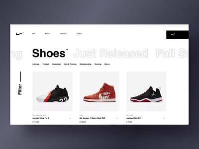Nike - Catalog app black clean concept design desktop e commerce fashion figma grid minimal typography ui ux web website
