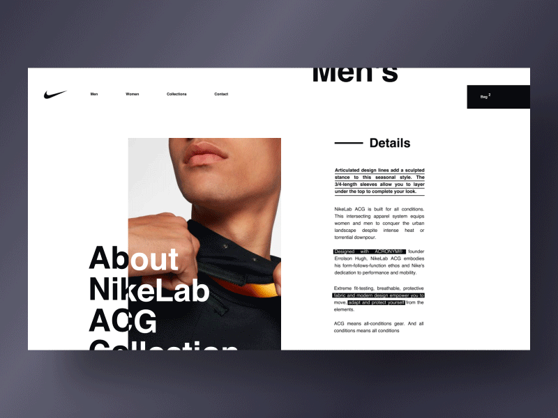 Nike About app black clean concept design desktop e commerce fashion figma grid minimal nike typography ui ux web website